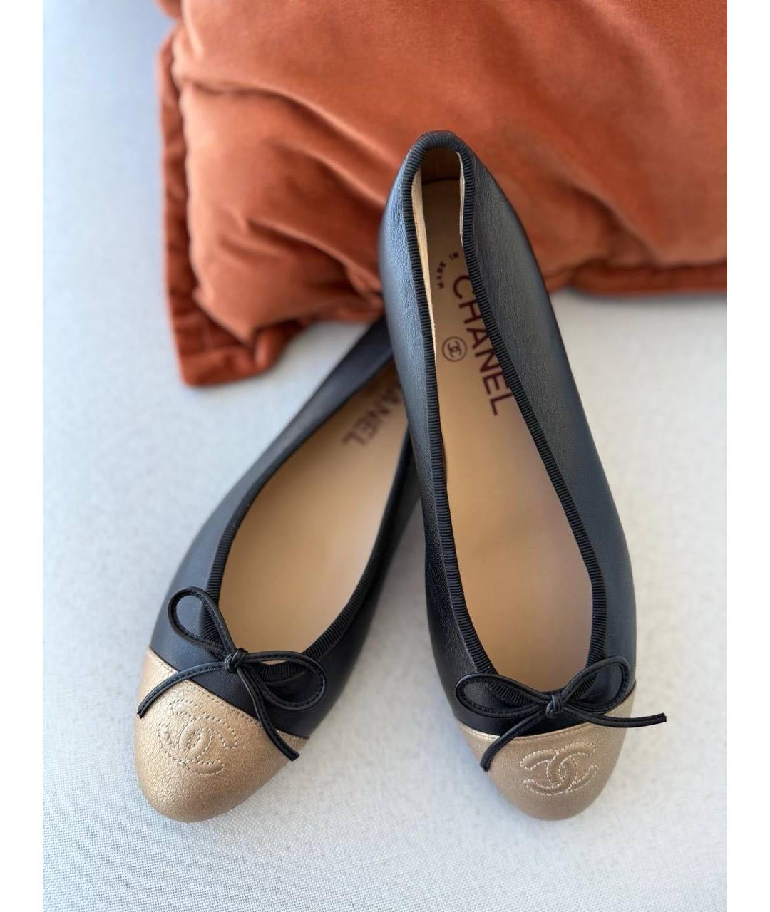 CHANEL Черные кожаные балетки, фото 6