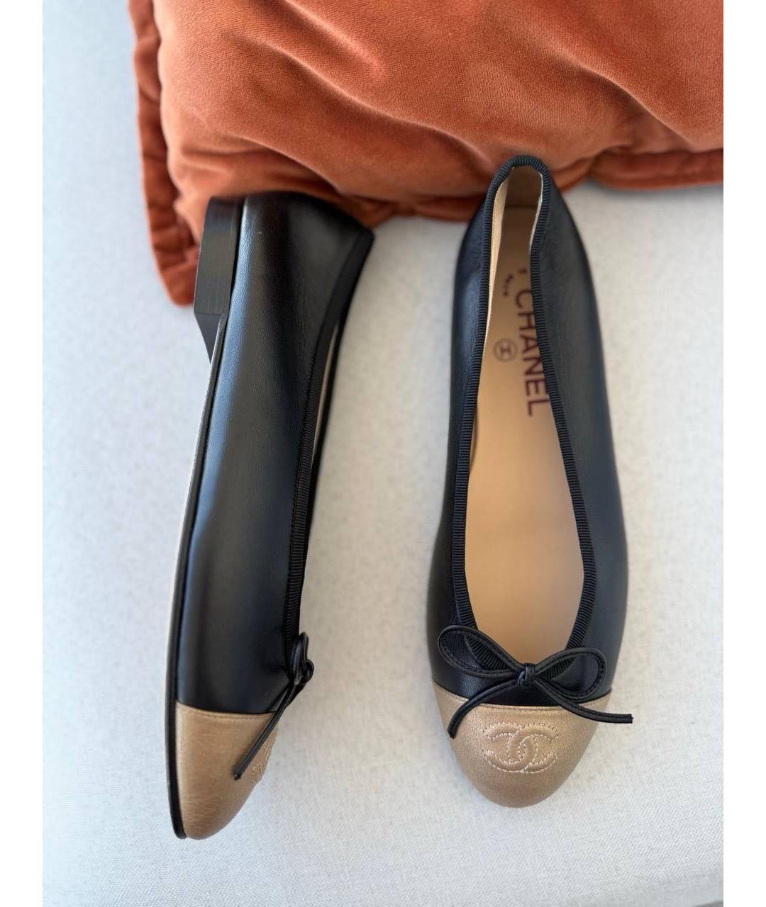 CHANEL Черные кожаные балетки, фото 8