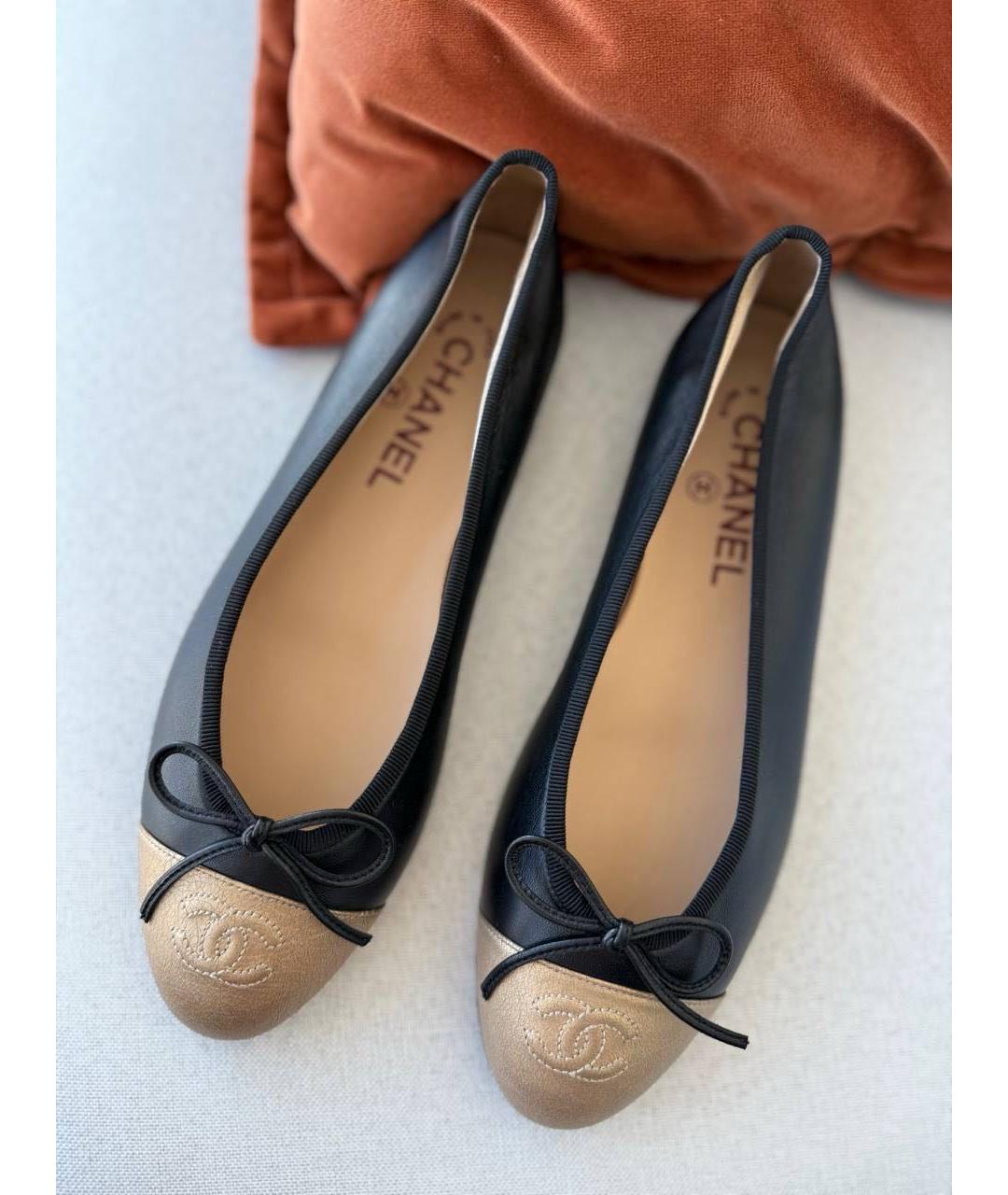 CHANEL Черные кожаные балетки, фото 2