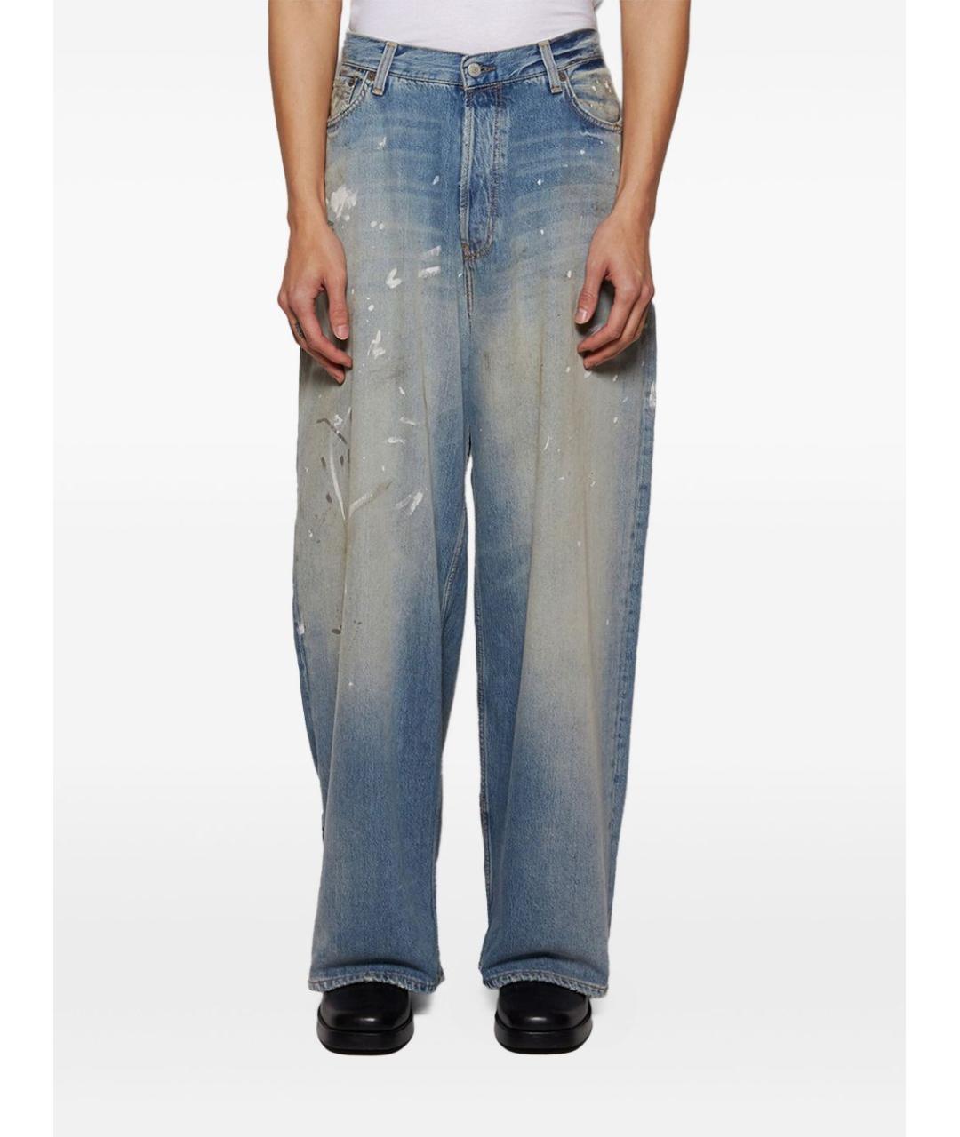 ACNE STUDIOS Голубые хлопковые прямые джинсы, фото 2