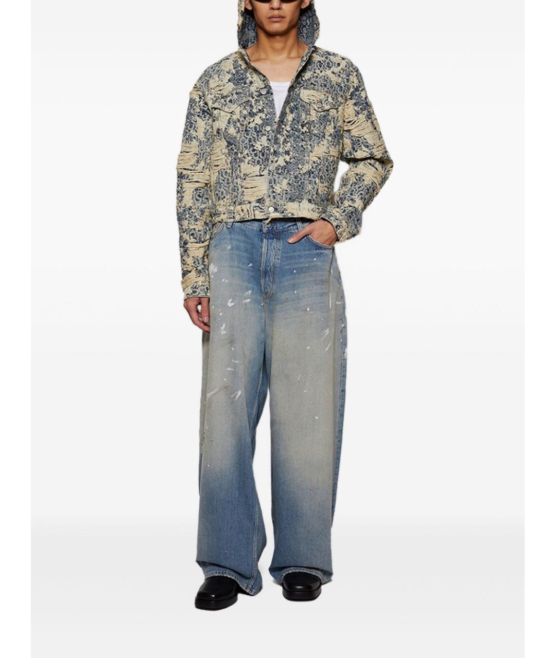 ACNE STUDIOS Голубые хлопковые прямые джинсы, фото 4