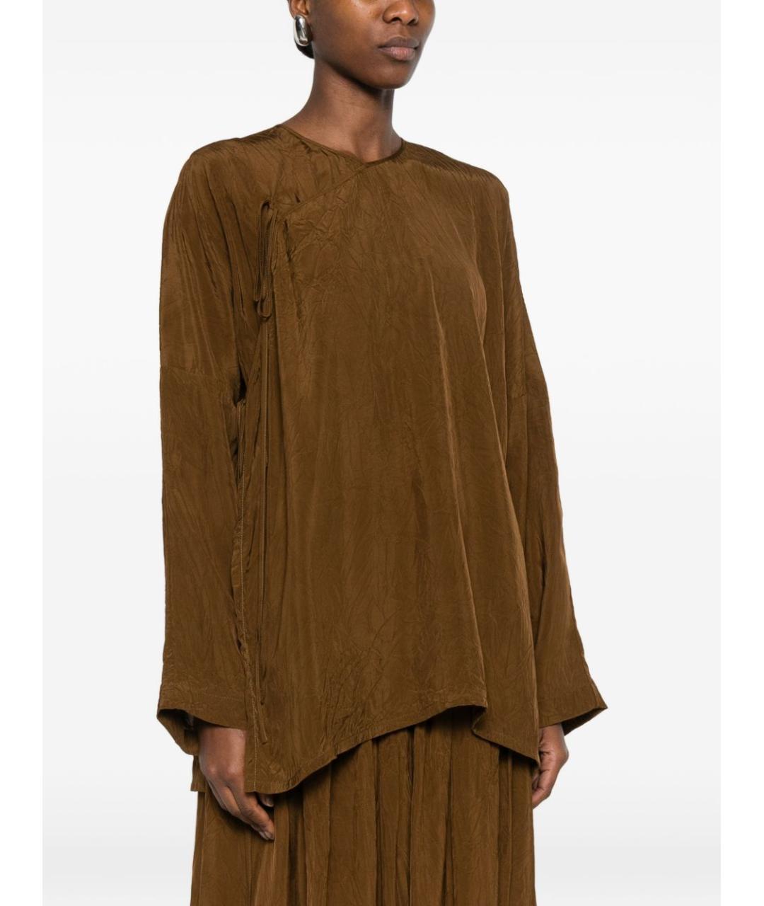 UMA WANG Коричневая вискозная блузы, фото 4
