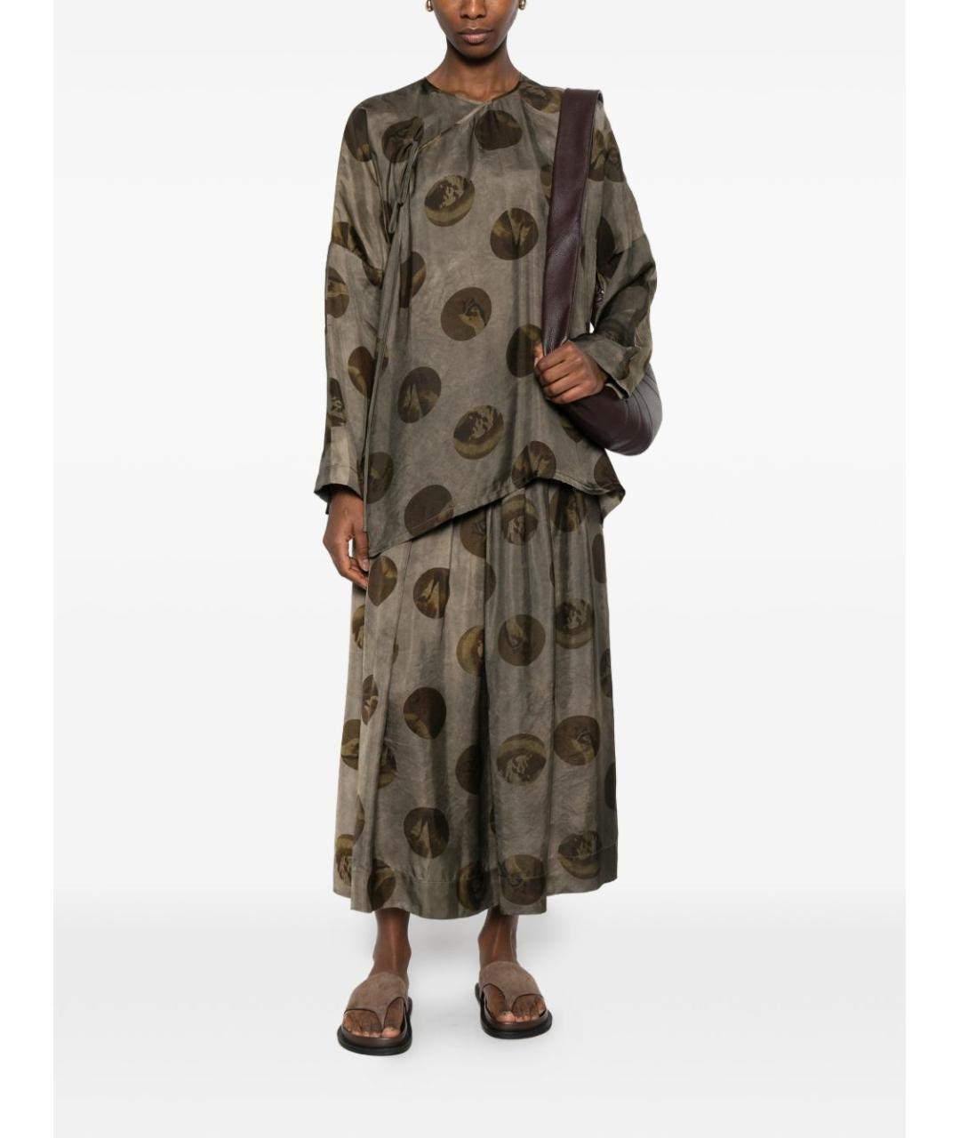 UMA WANG Серая хлопковая юбка миди, фото 3