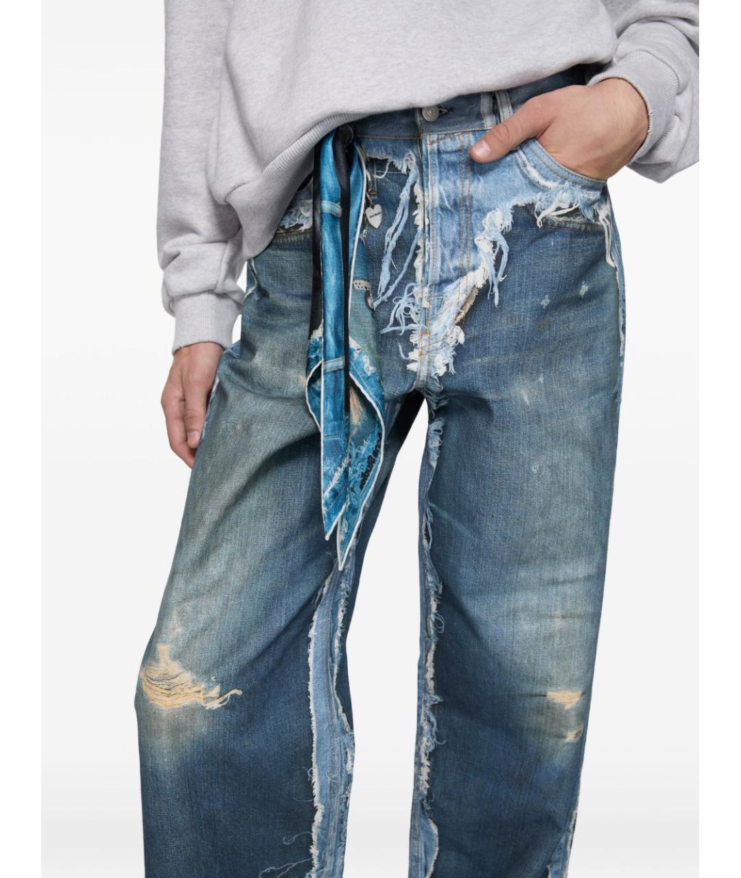 ACNE STUDIOS Голубые хлопковые прямые джинсы, фото 2