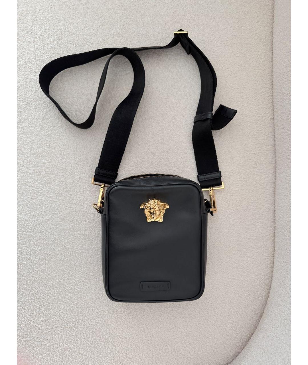 VERSACE Черная кожаная сумка на плечо, фото 6