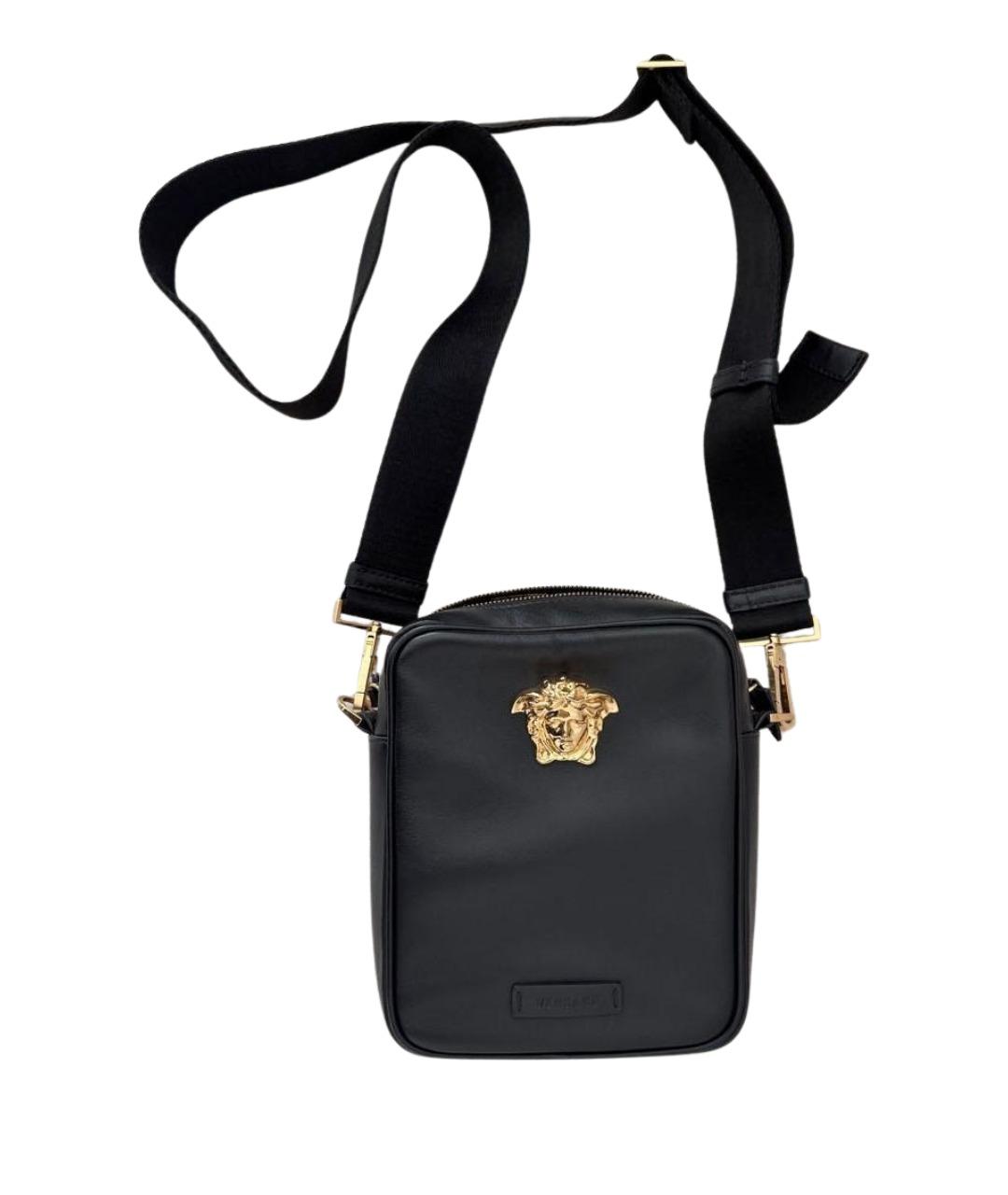 VERSACE Черная кожаная сумка на плечо, фото 1