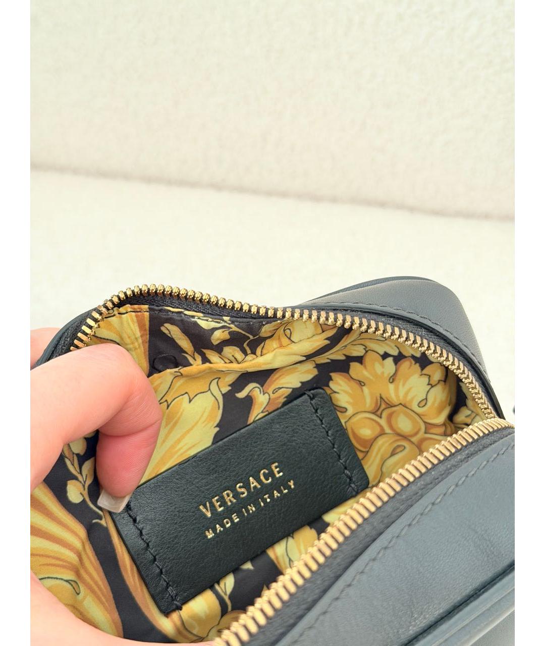 VERSACE Черная кожаная сумка на плечо, фото 5