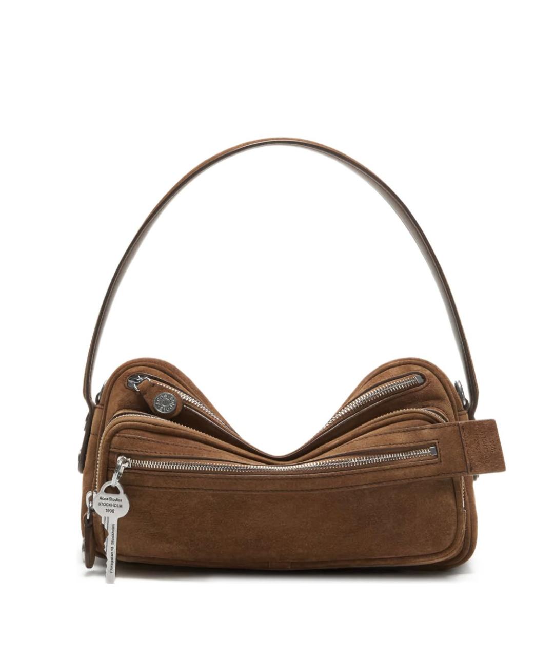 ACNE STUDIOS Коричневая замшевая сумка через плечо, фото 1