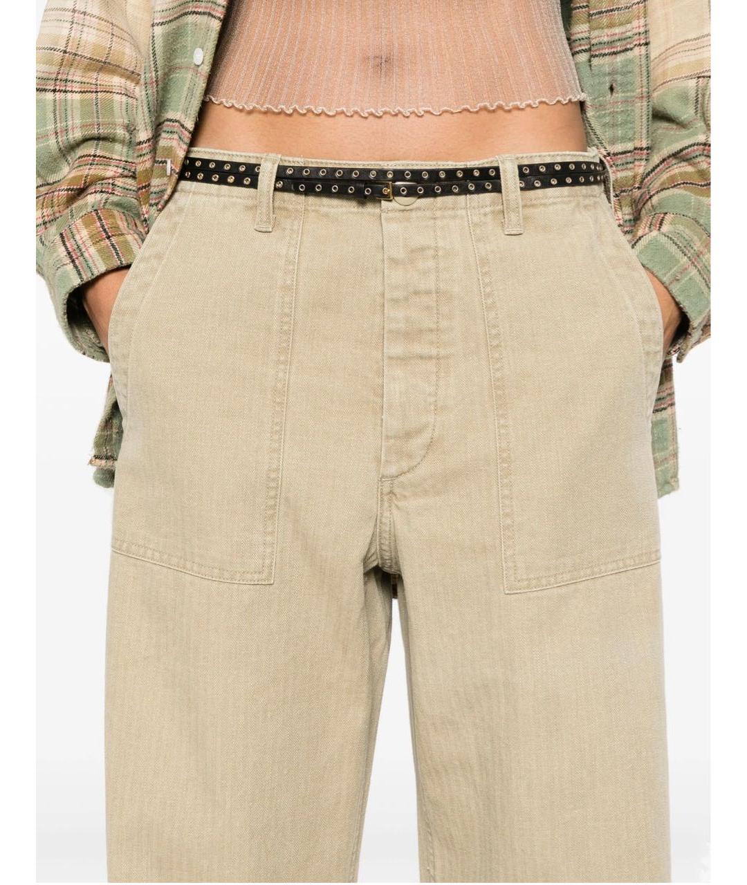 R13 Бежевые хлопковые прямые брюки, фото 3