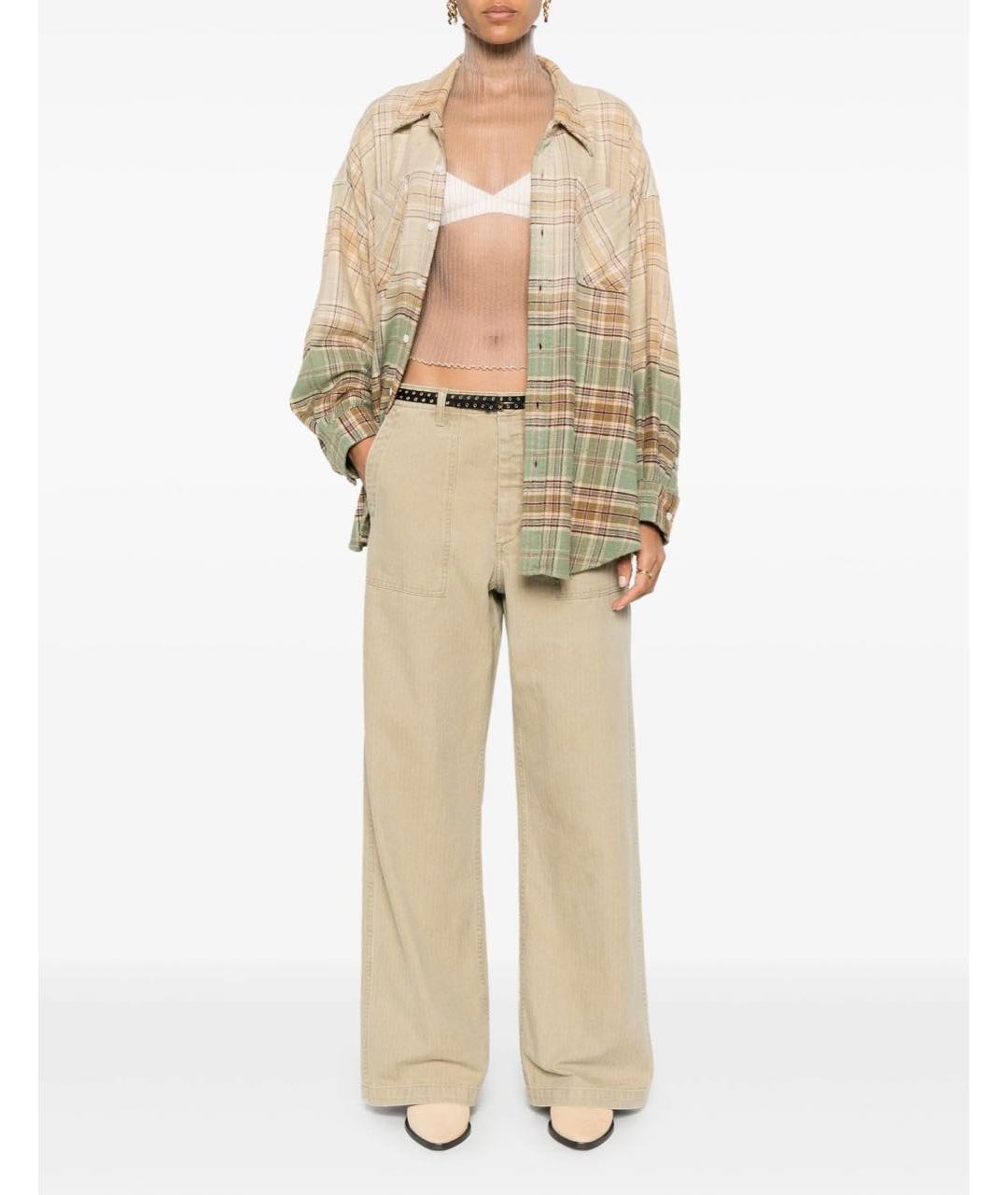 R13 Бежевые хлопковые прямые брюки, фото 5