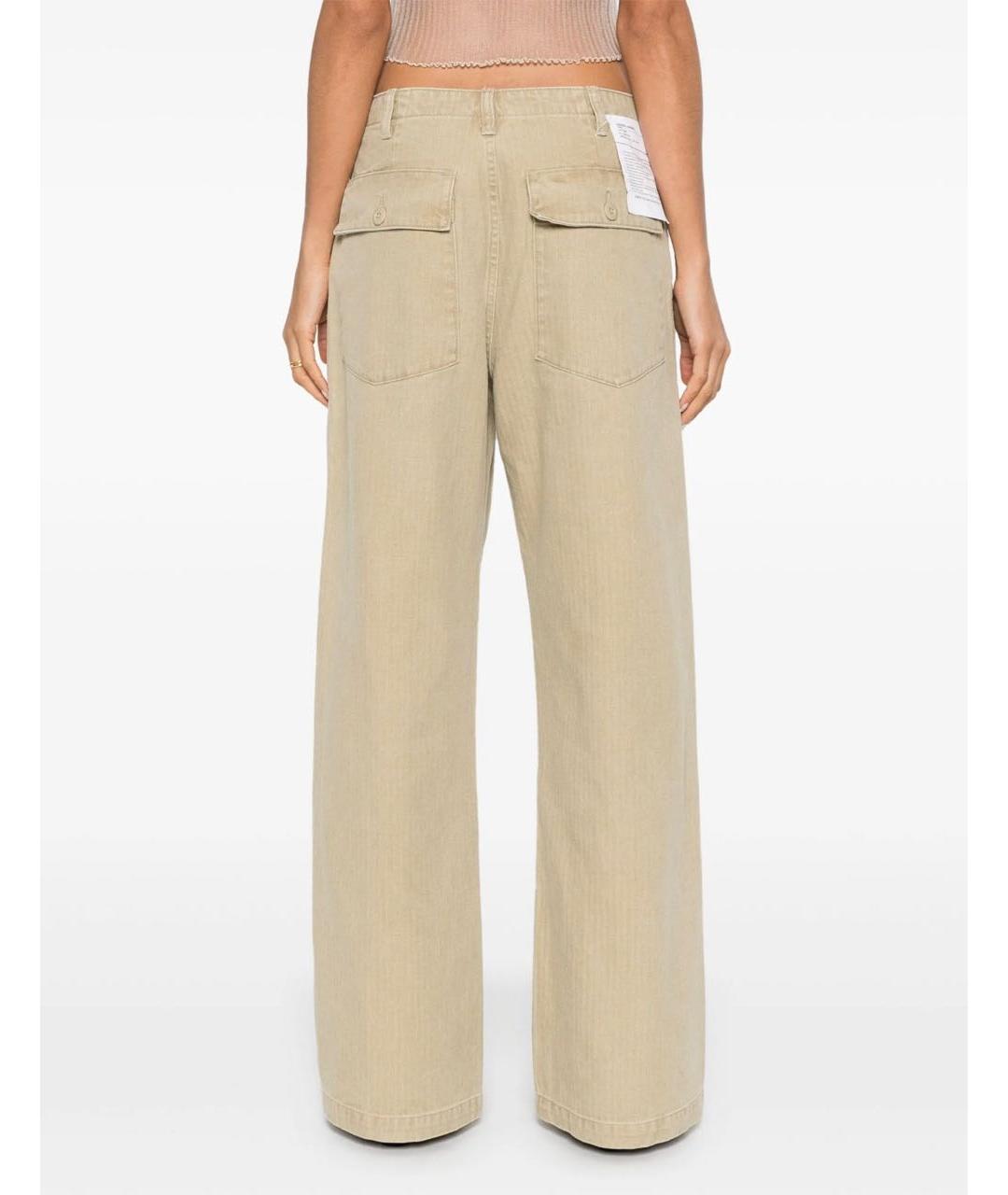 R13 Бежевые хлопковые прямые брюки, фото 2