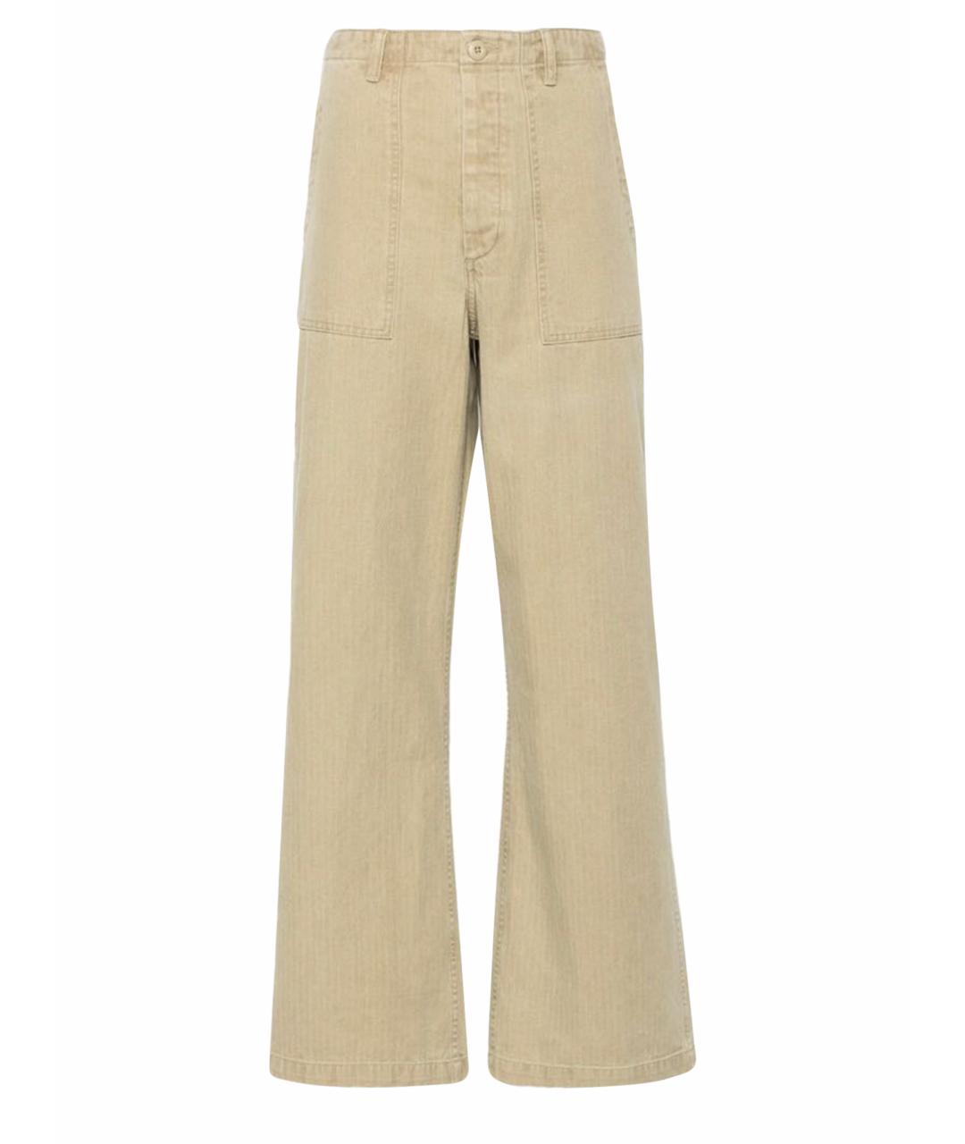 R13 Бежевые хлопковые прямые брюки, фото 1