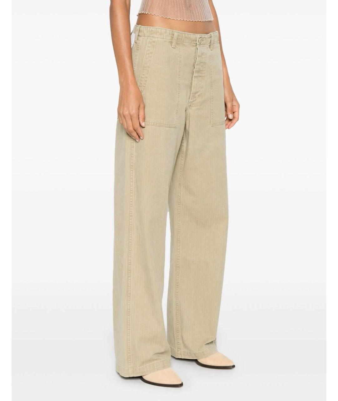 R13 Бежевые хлопковые прямые брюки, фото 4