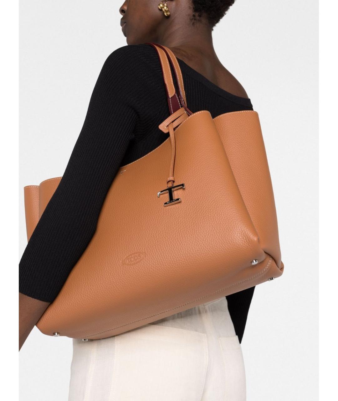 TOD'S Коричневая кожаная сумка тоут, фото 6