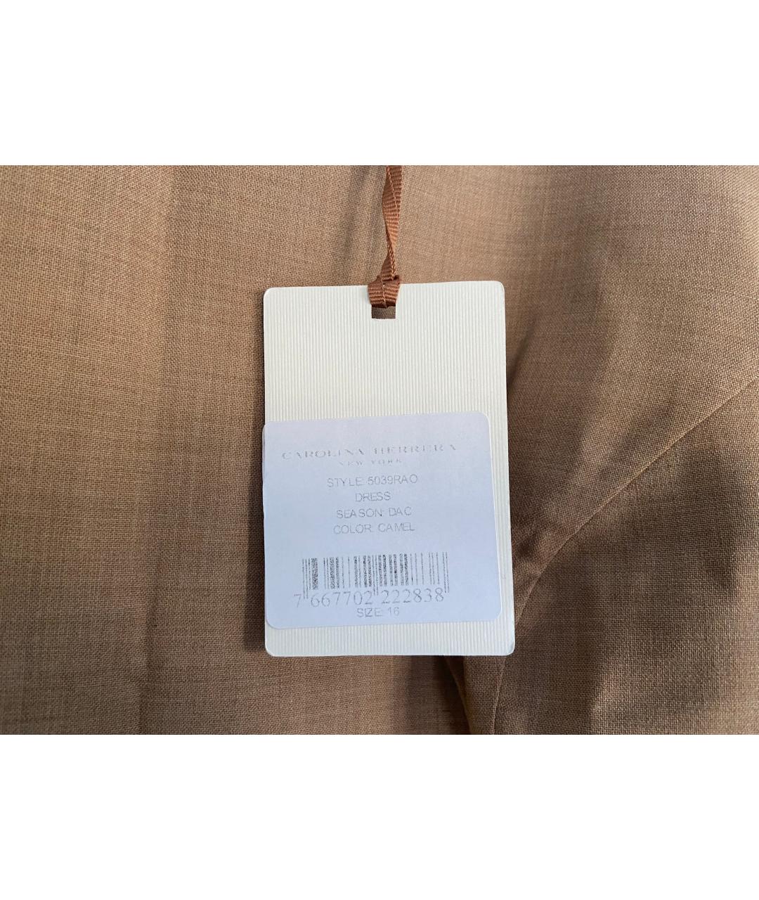 CAROLINA HERRERA Коричневое шерстяное повседневное платье, фото 7