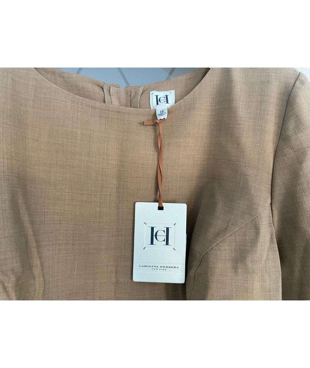 CAROLINA HERRERA Коричневое шерстяное повседневное платье, фото 5