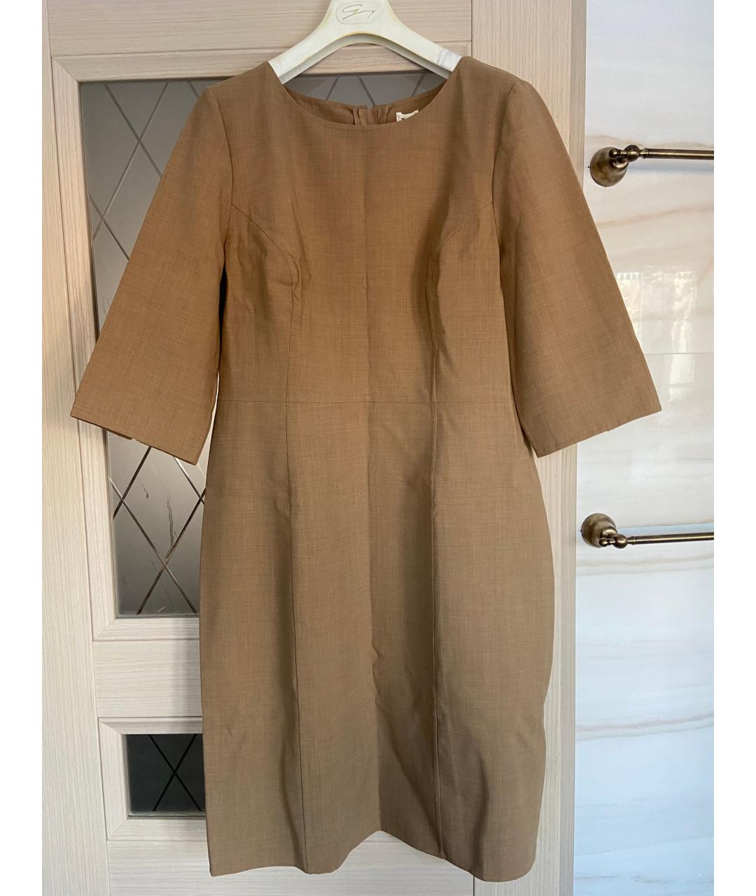 CAROLINA HERRERA Коричневое шерстяное повседневное платье, фото 3