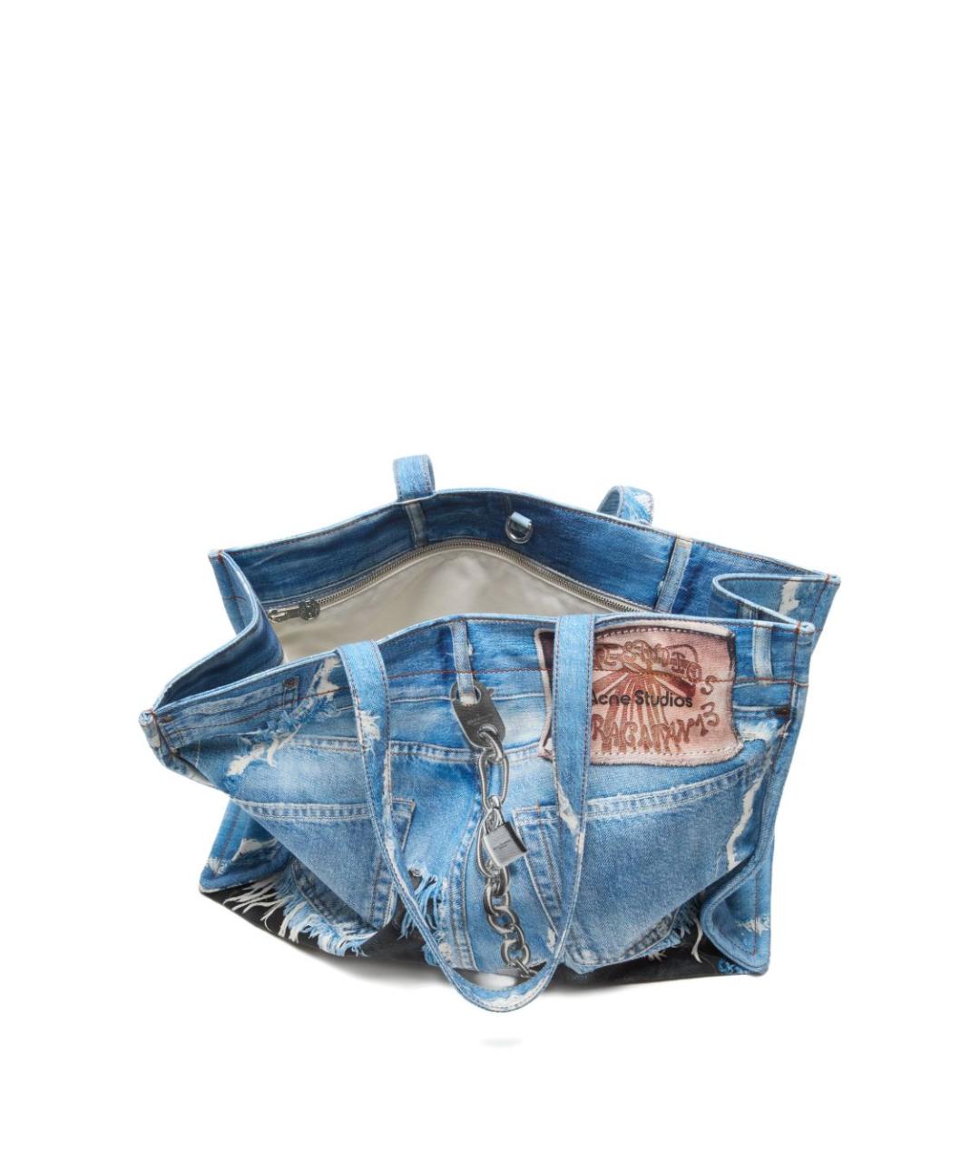 ACNE STUDIOS Голубая тканевая сумка тоут, фото 4