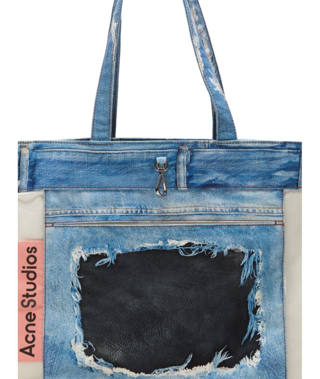 ACNE STUDIOS Голубая тканевая сумка тоут, фото 6