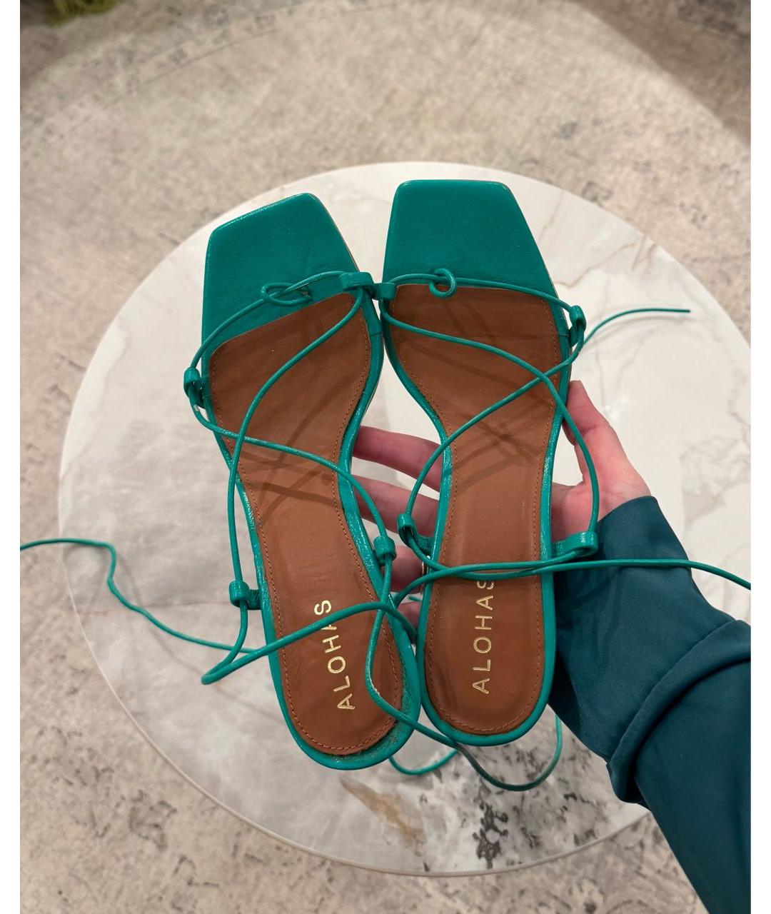 ALOHAS Зеленые кожаные босоножки, фото 7