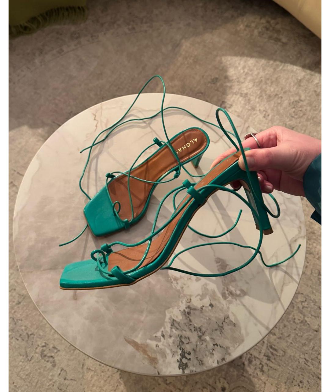 ALOHAS Зеленые кожаные босоножки, фото 5