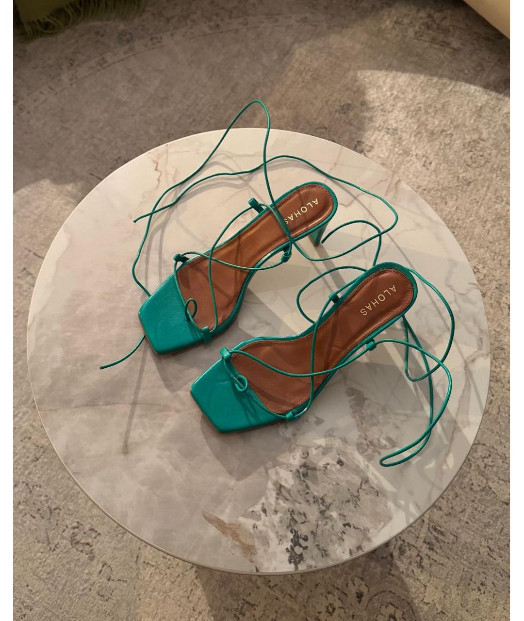 ALOHAS Зеленые кожаные босоножки, фото 4