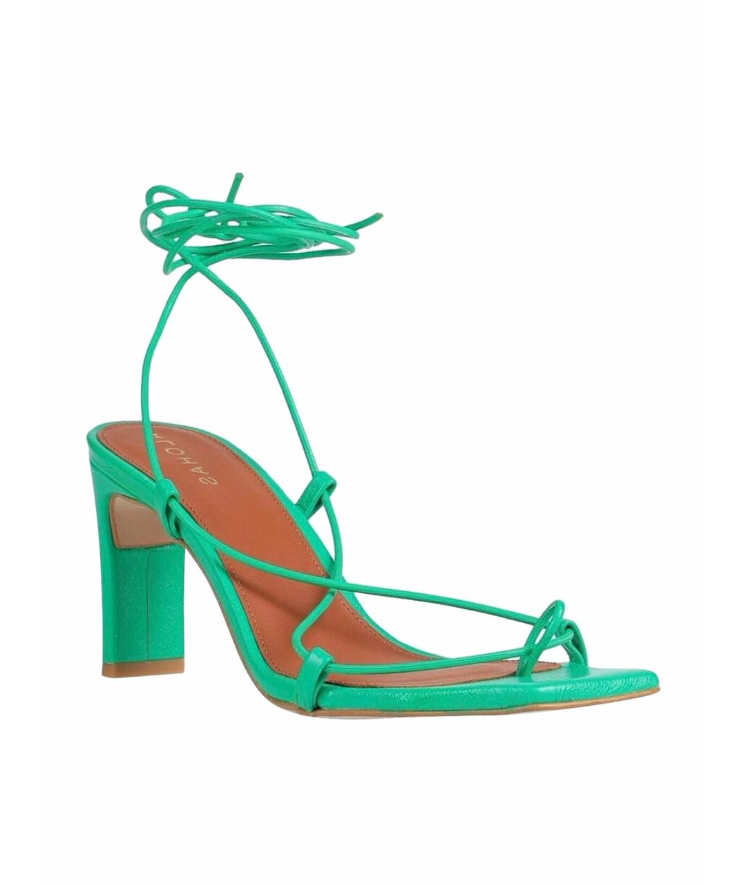 ALOHAS Зеленые кожаные босоножки, фото 1
