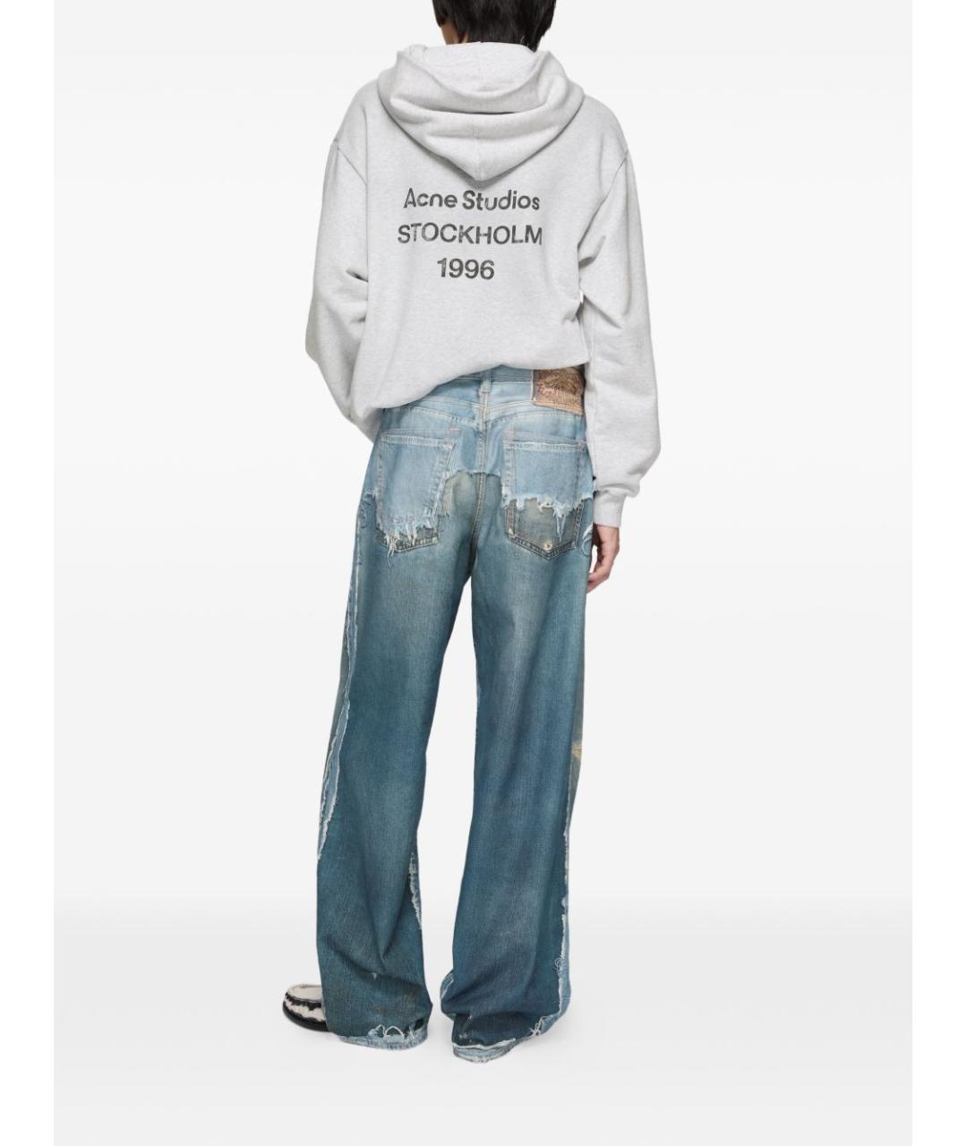 ACNE STUDIOS Голубые хлопковые прямые джинсы, фото 3