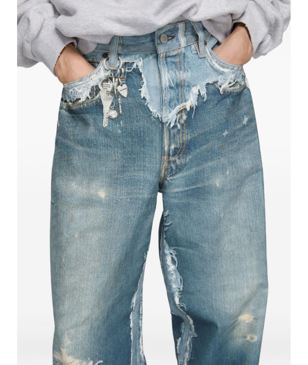 ACNE STUDIOS Голубые хлопковые прямые джинсы, фото 5