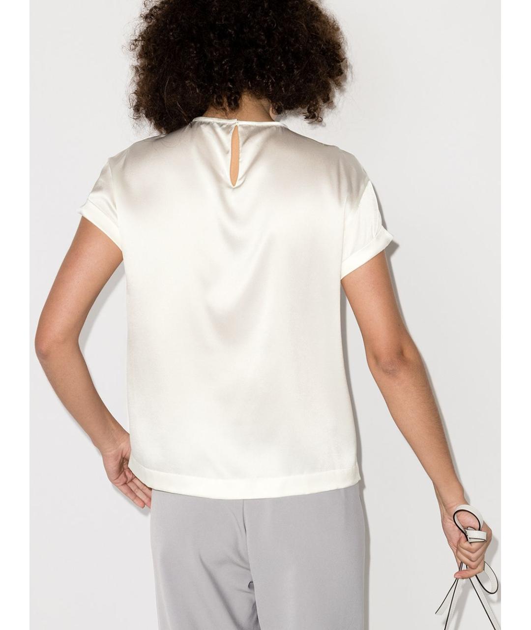 BRUNELLO CUCINELLI Белая шелковая футболка, фото 3