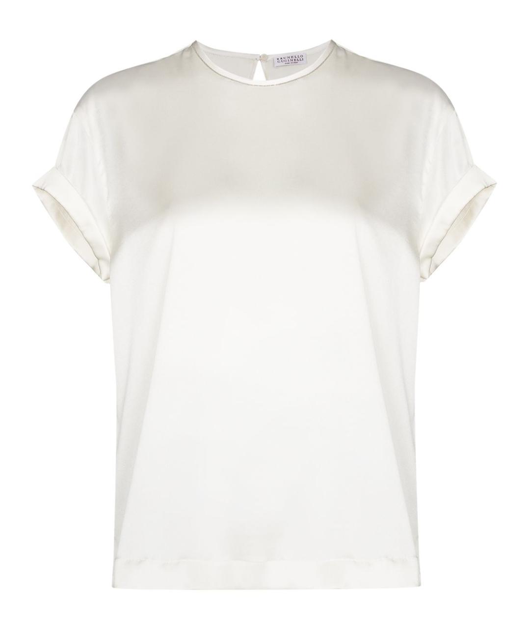 BRUNELLO CUCINELLI Белая шелковая футболка, фото 1