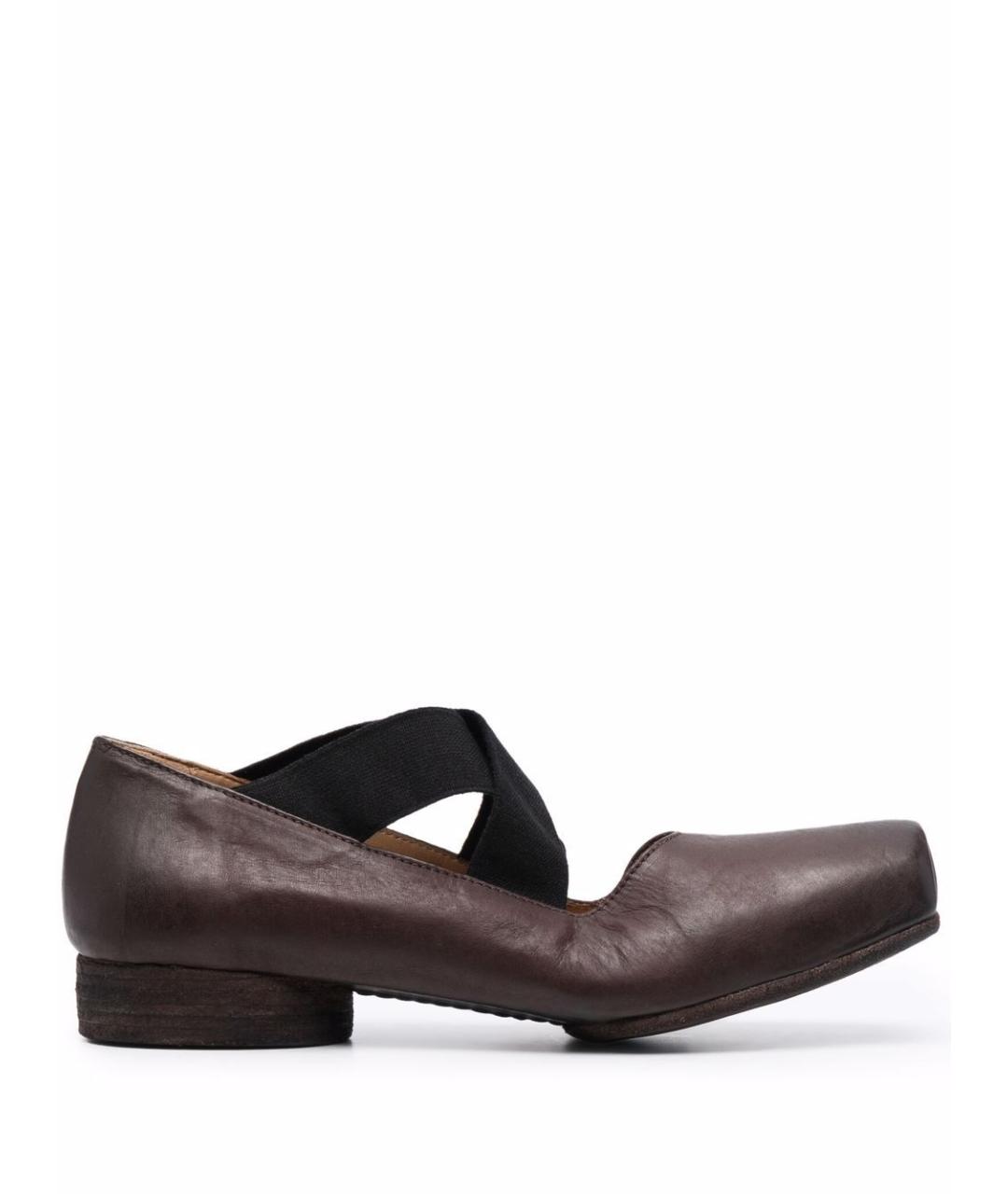 UMA WANG Коричневые кожаные балетки, фото 1