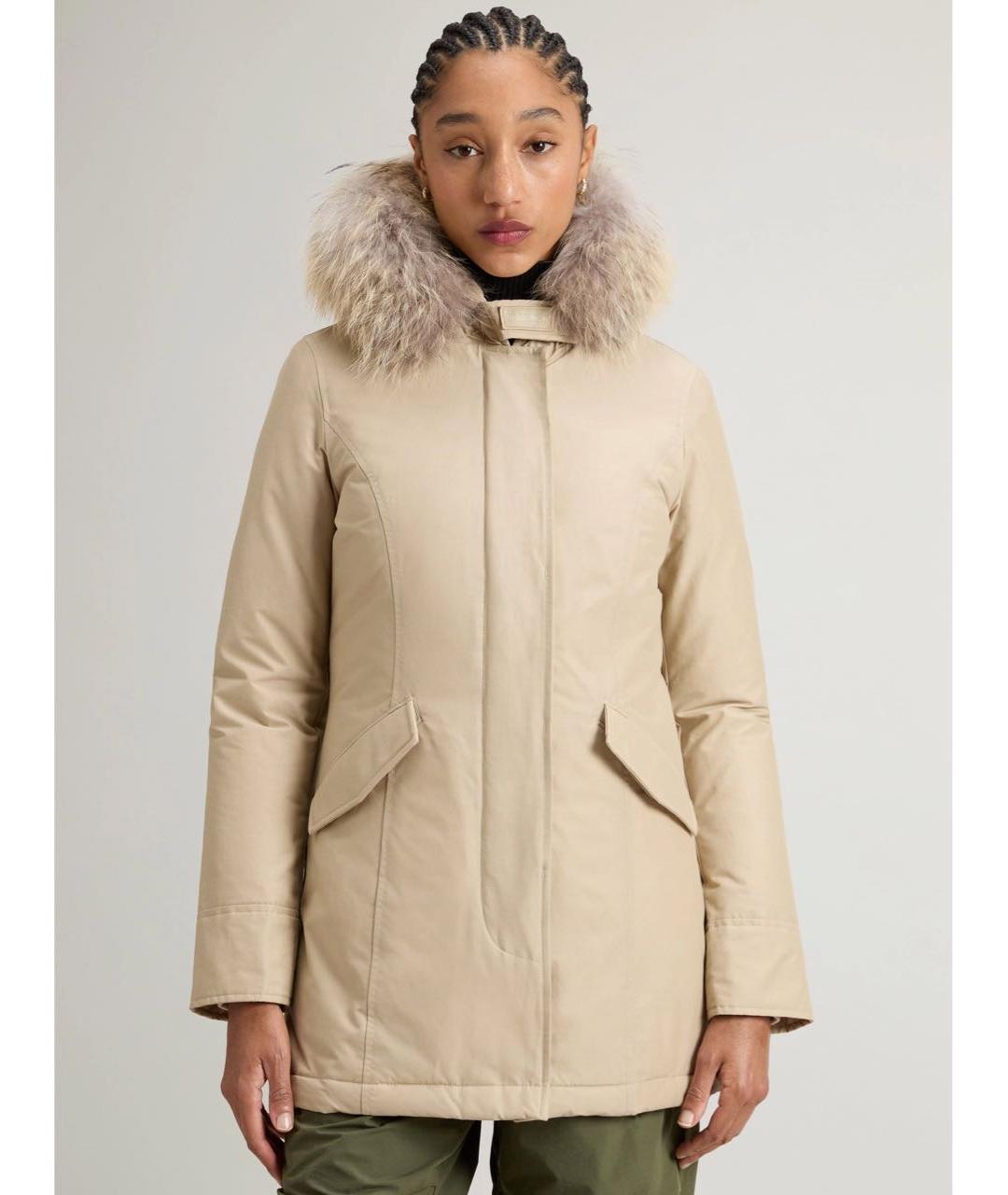 WOOLRICH Бежевый полиэстеровый пуховик, фото 3