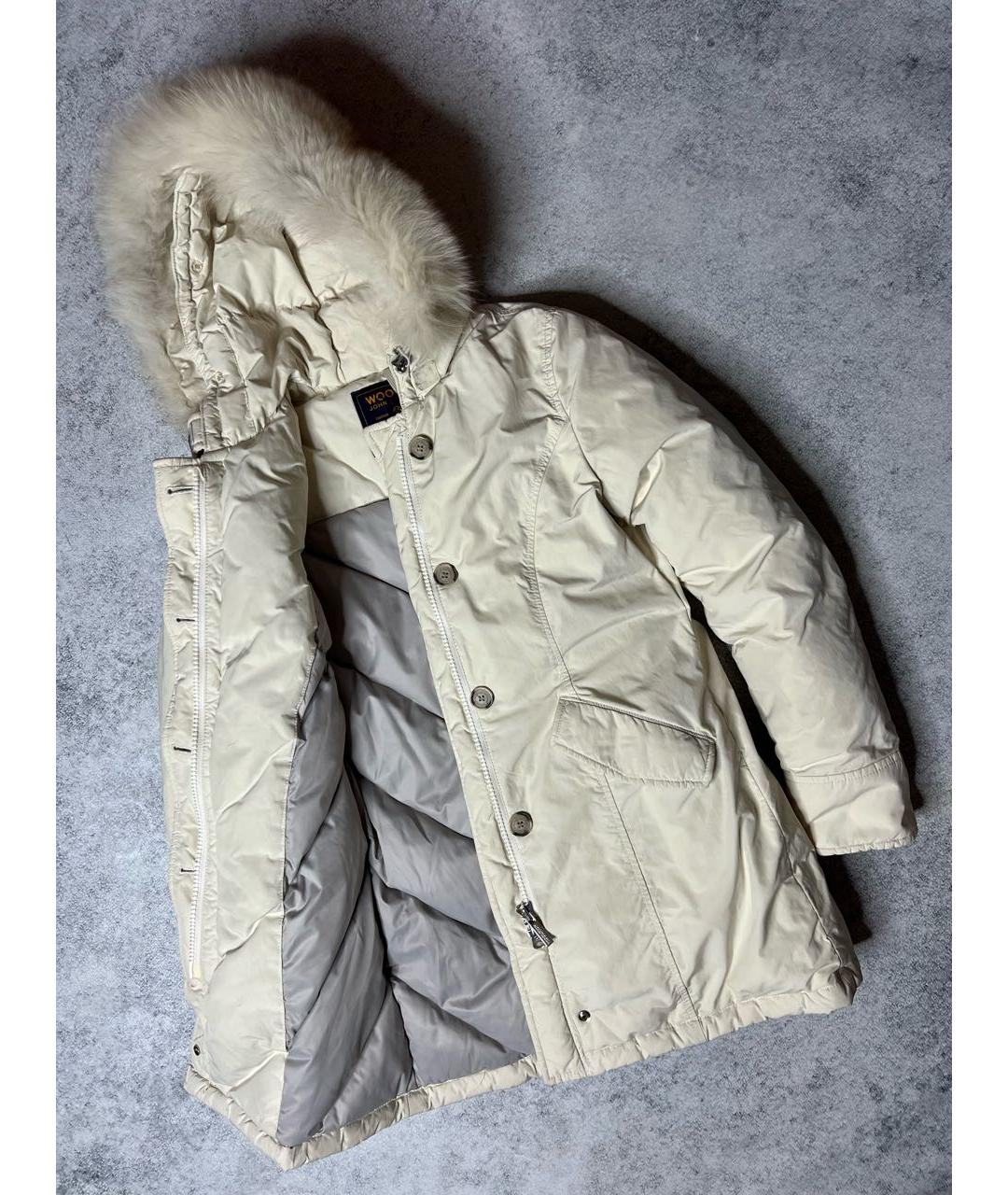WOOLRICH Бежевый полиэстеровый пуховик, фото 6