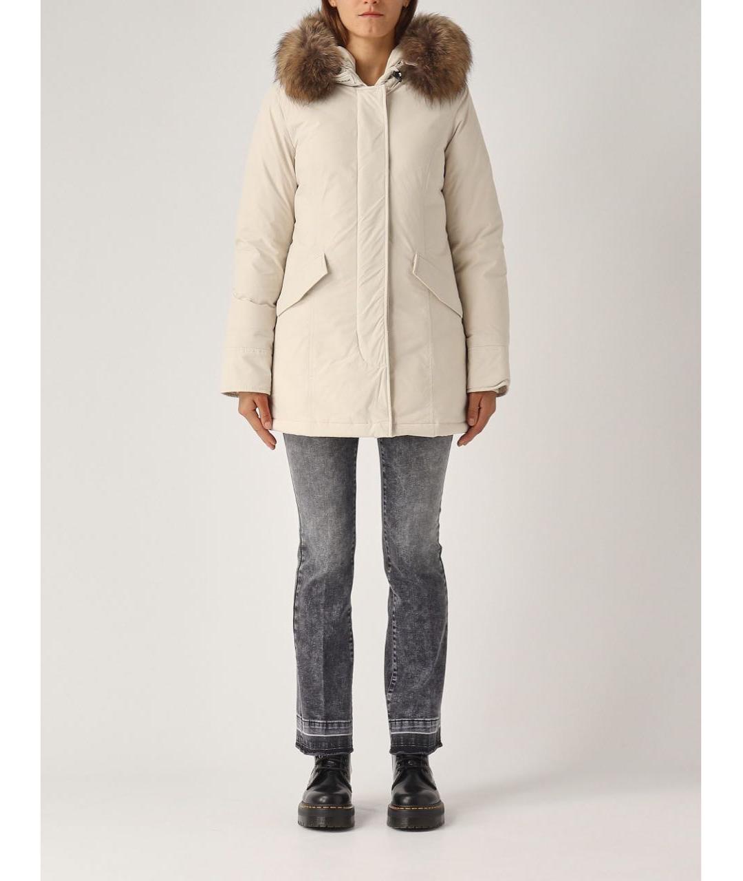 WOOLRICH Бежевый полиэстеровый пуховик, фото 4