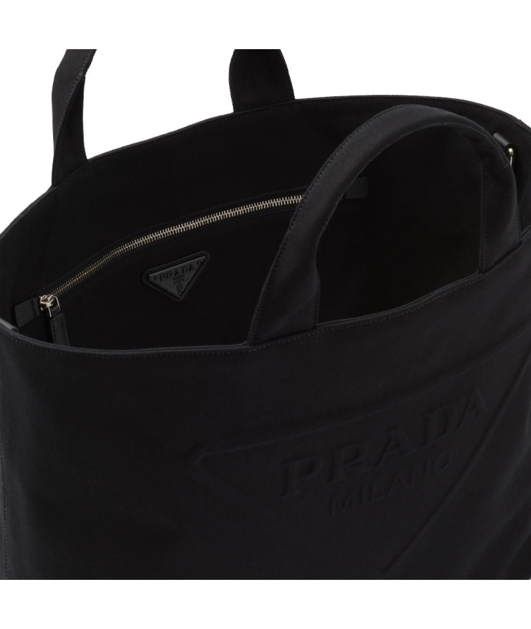 PRADA Черная тканевая сумка тоут, фото 3