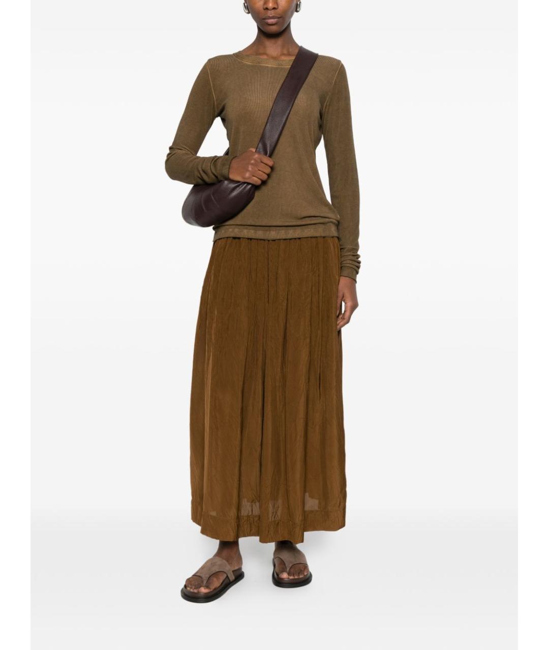UMA WANG Коричневая вискозная юбка миди, фото 3