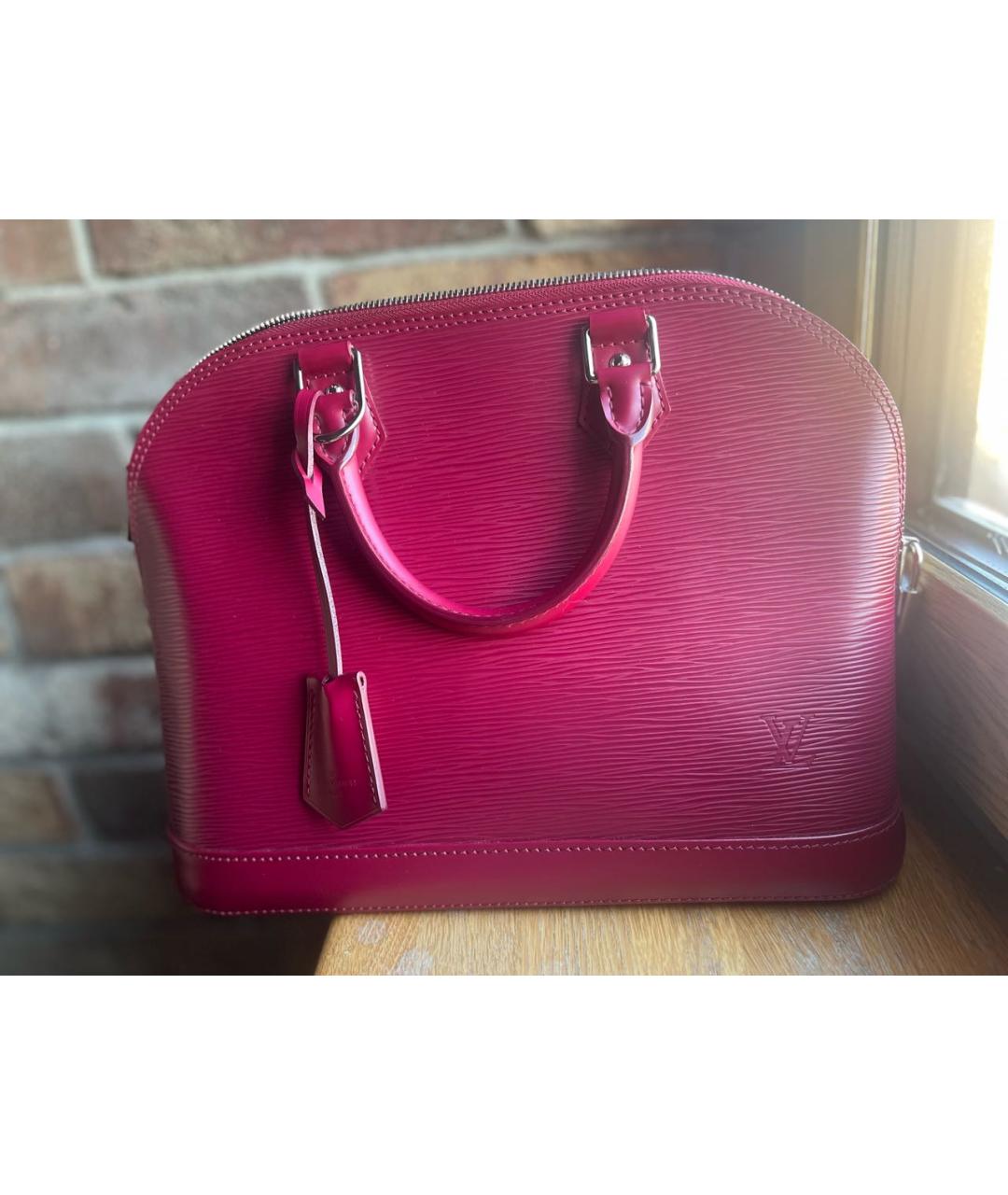 LOUIS VUITTON Бордовая кожаная сумка с короткими ручками, фото 9