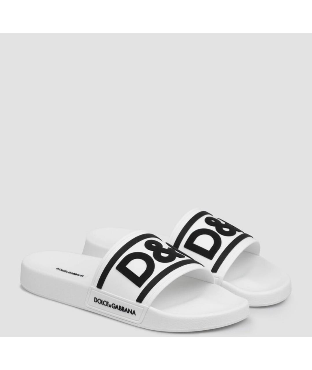 DOLCE&GABBANA Белые резиновые шлепанцы, фото 2