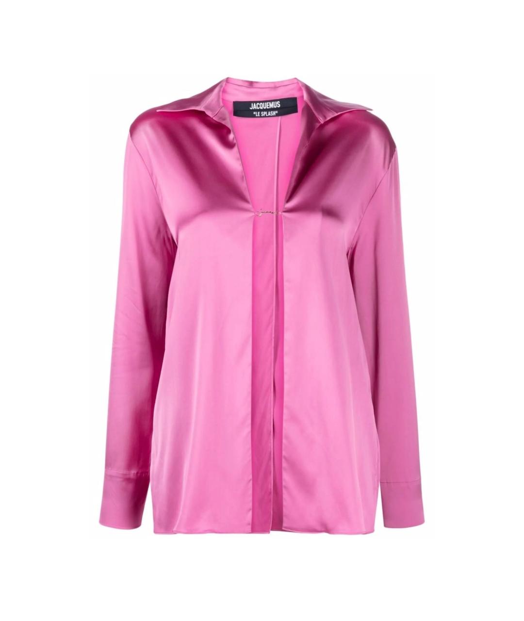 JACQUEMUS Розовая атласная блузы, фото 8