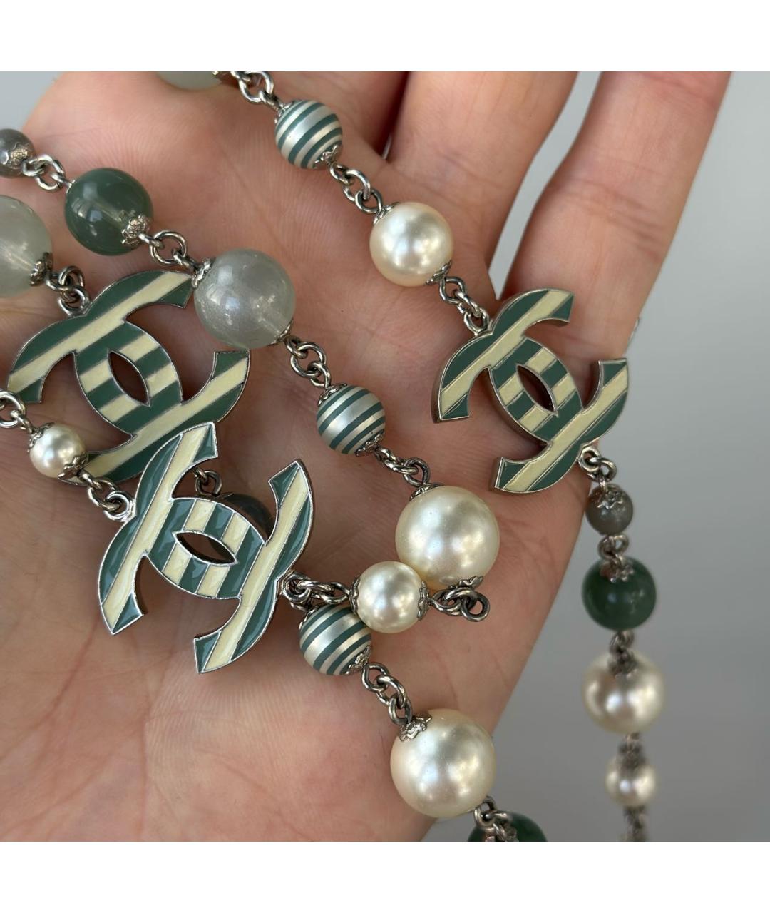 CHANEL Зеленые металлическое колье, фото 4