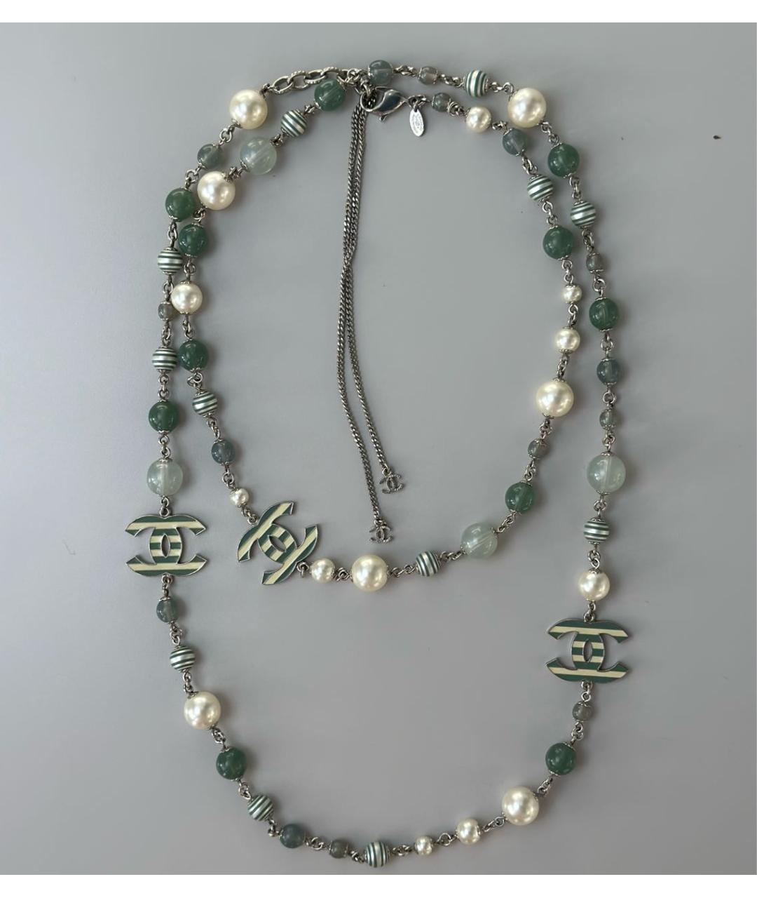 CHANEL Зеленые металлическое колье, фото 2