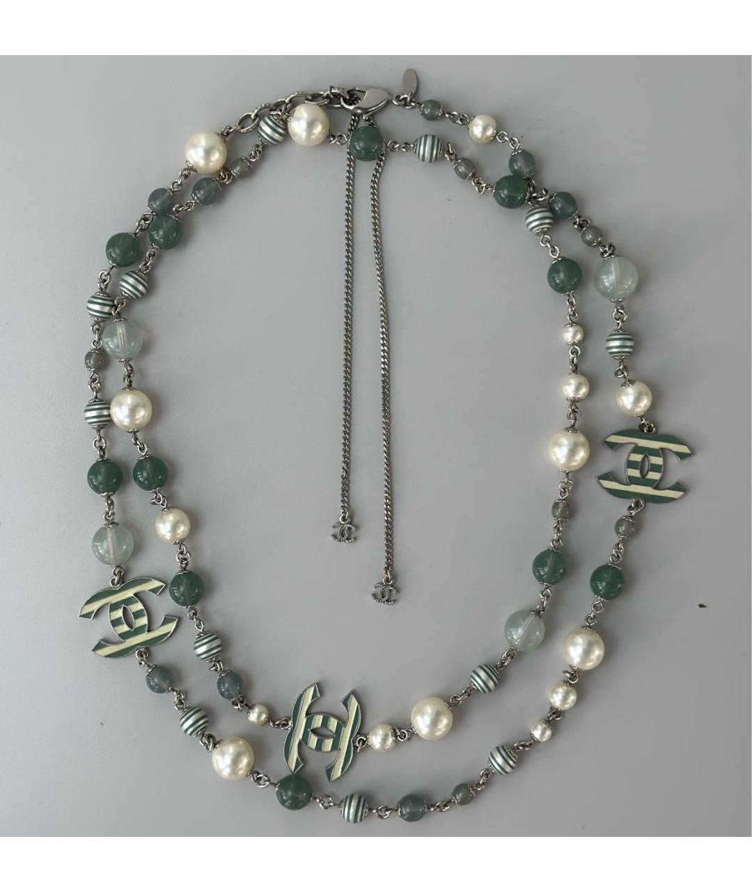 CHANEL Зеленые металлическое колье, фото 8