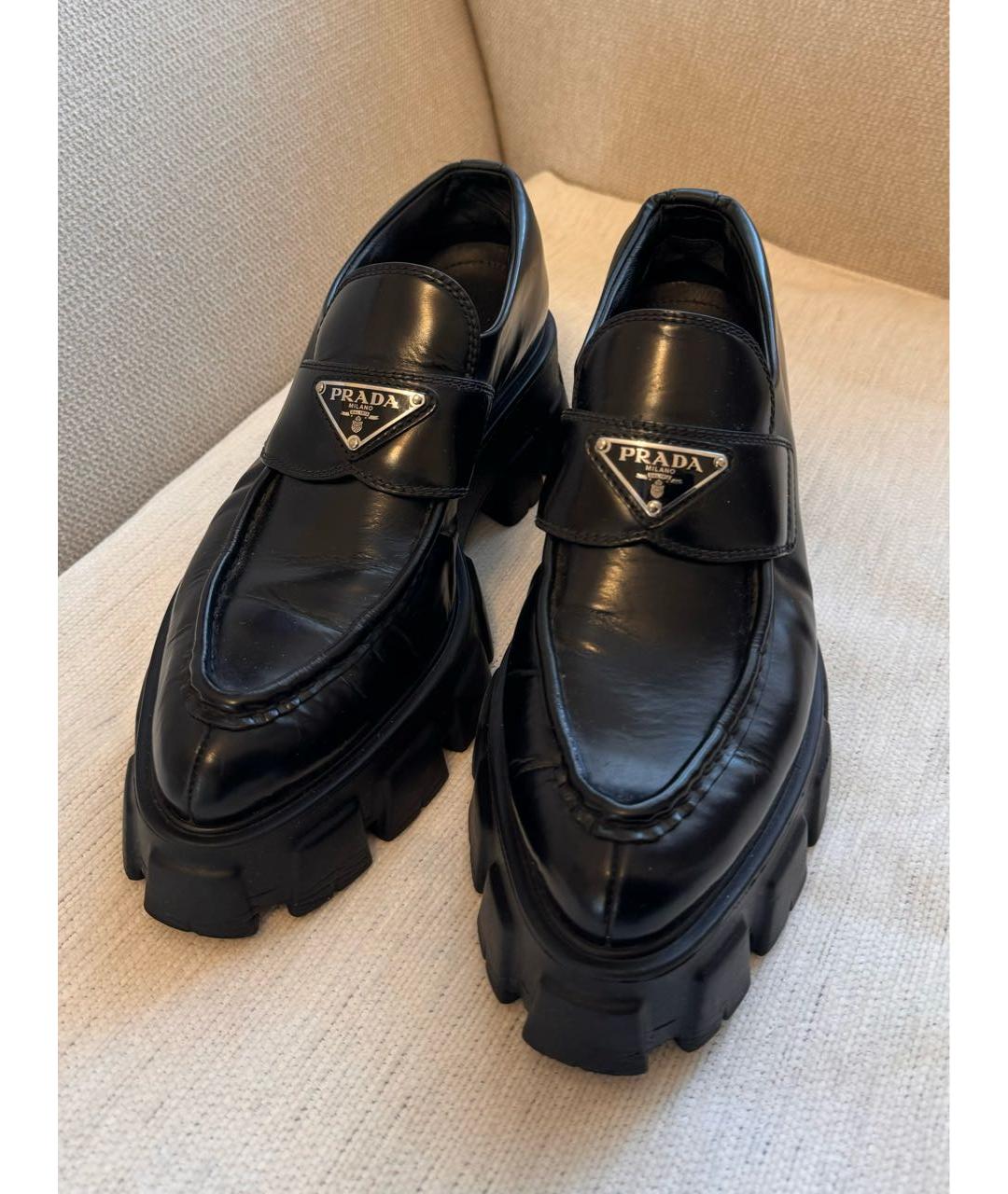 PRADA Черные кожаные лоферы, фото 5