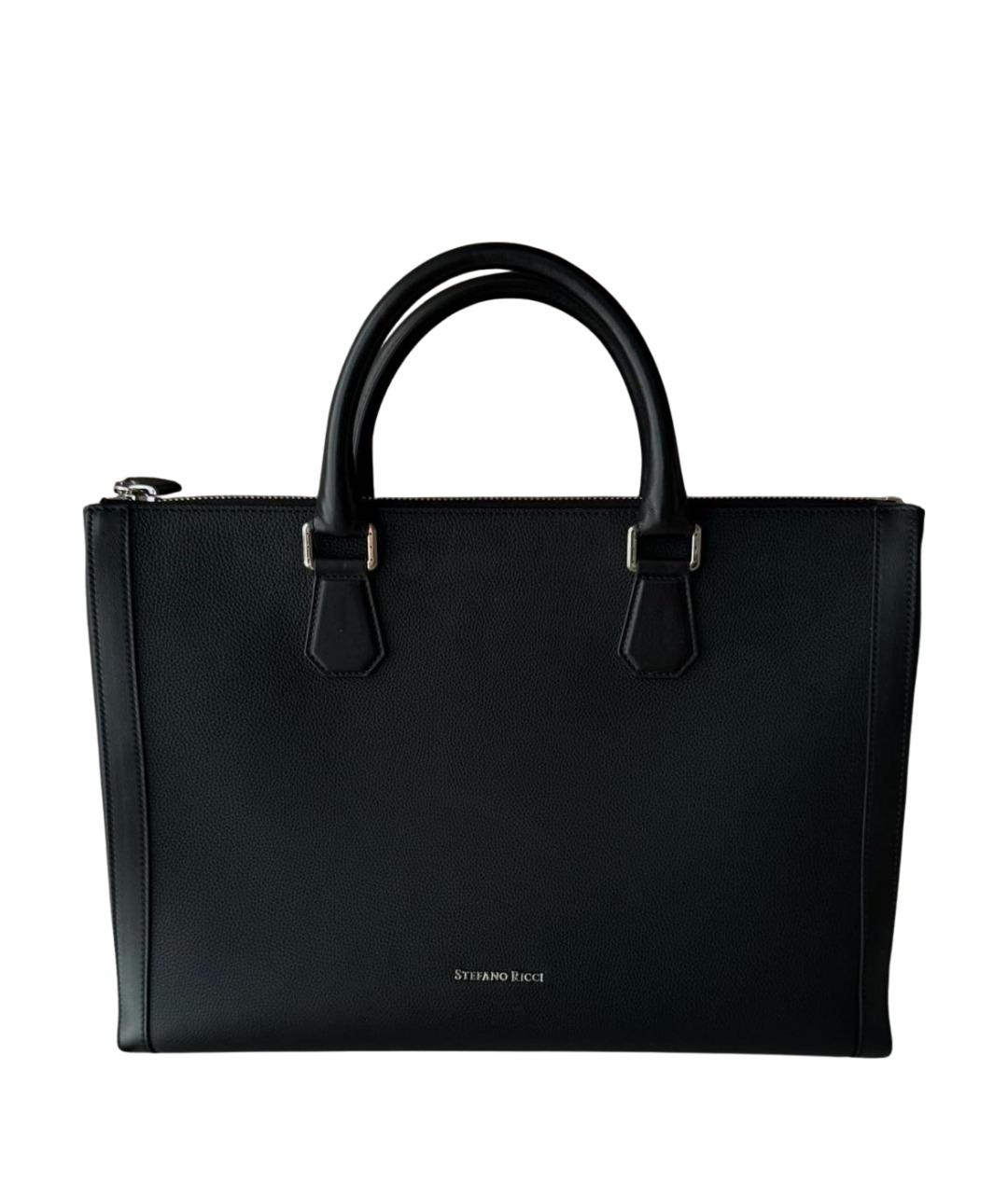 STEFANO RICCI Черный кожаный портфель, фото 1