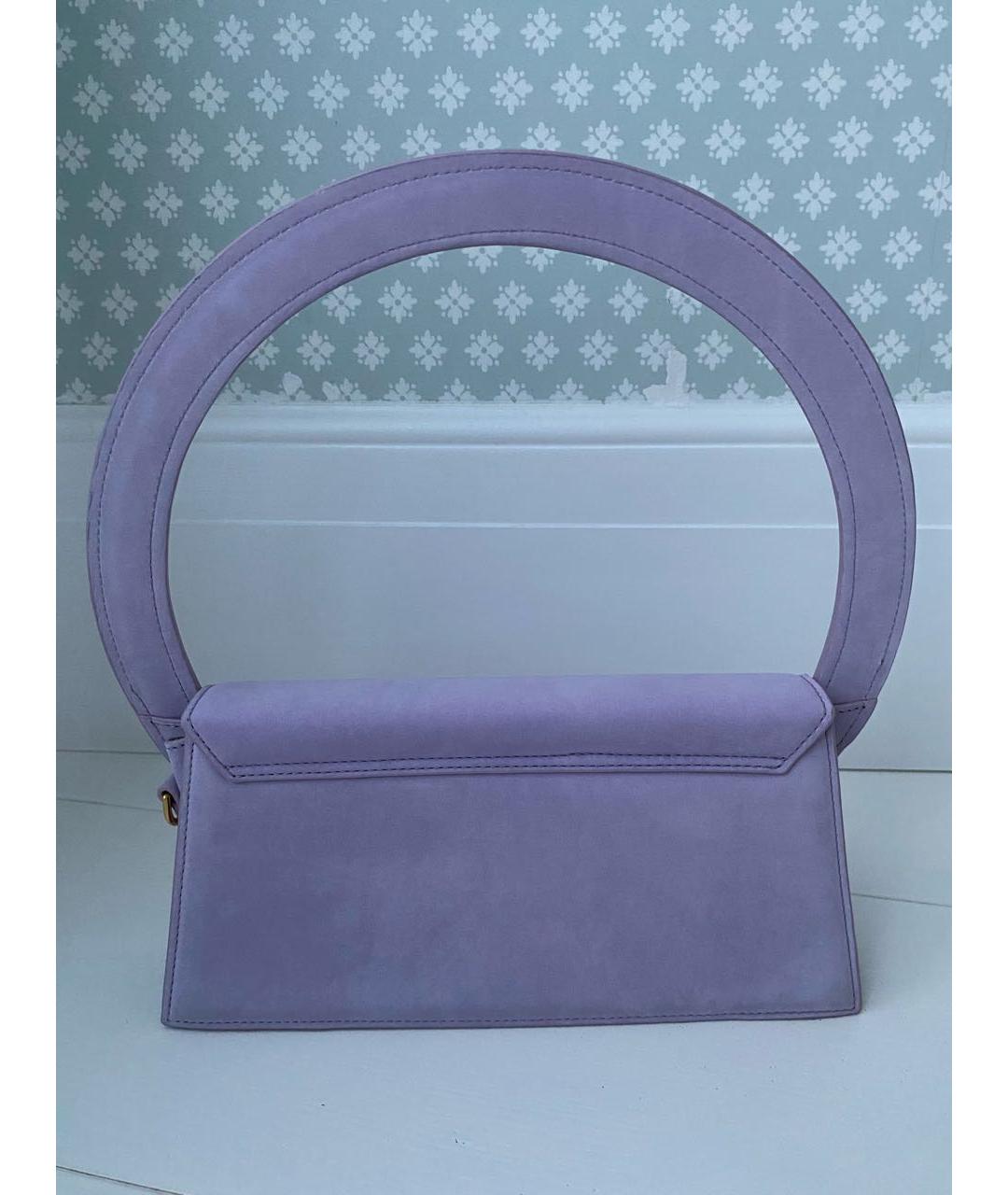 JACQUEMUS Фиолетовая замшевая сумка с короткими ручками, фото 3
