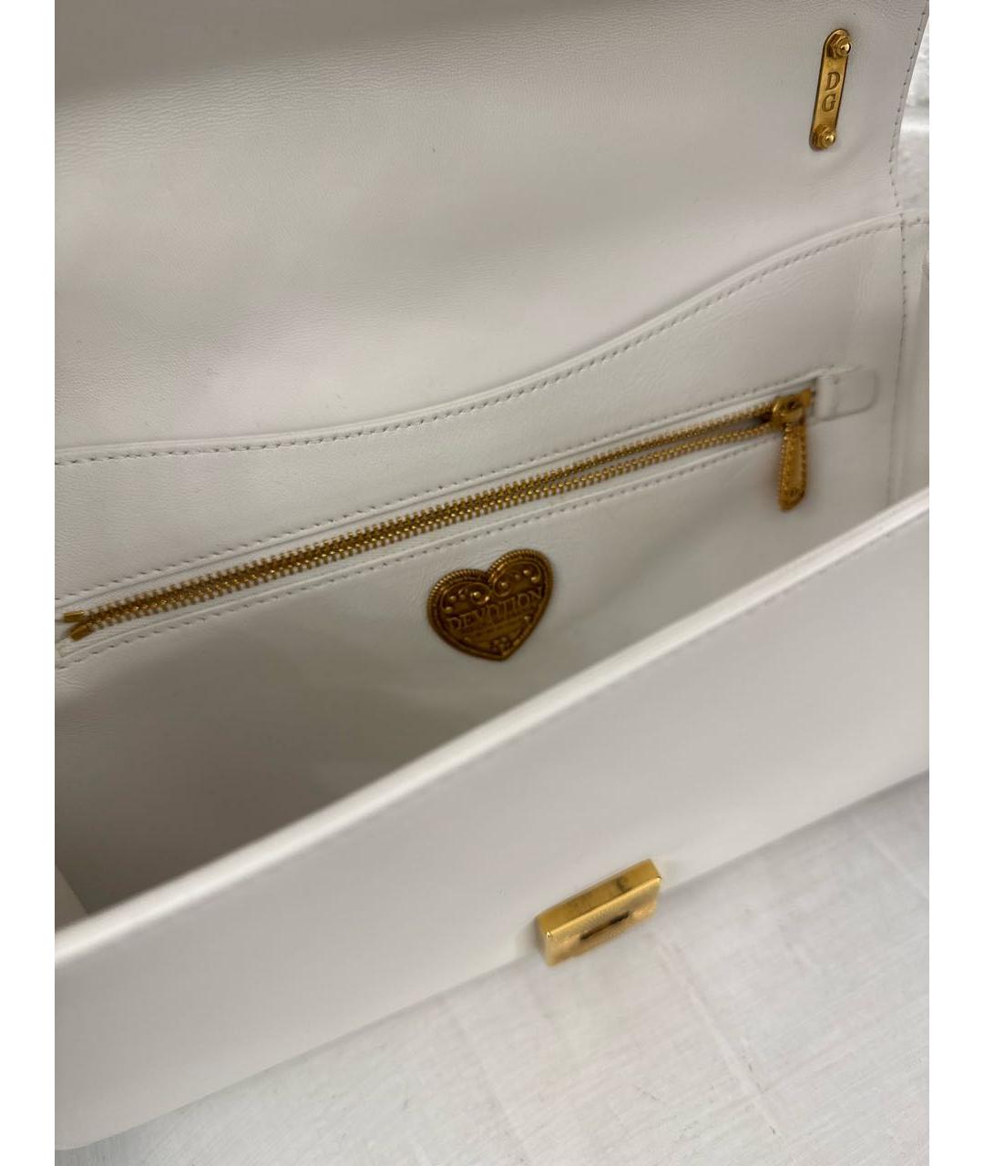 DOLCE&GABBANA Белая кожаная сумка через плечо, фото 3