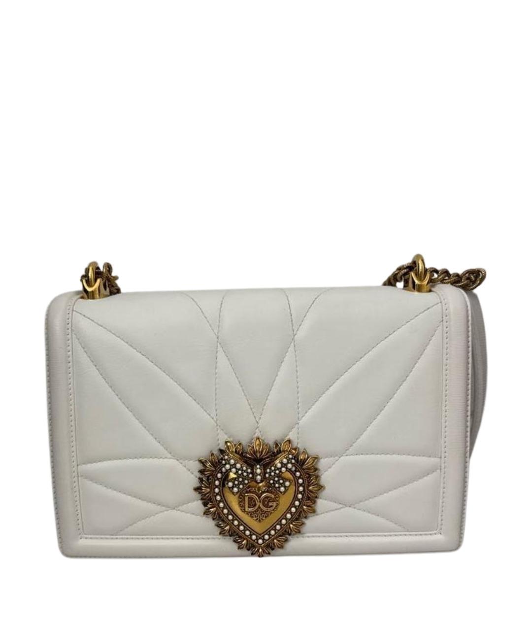 DOLCE&GABBANA Белая кожаная сумка через плечо, фото 1