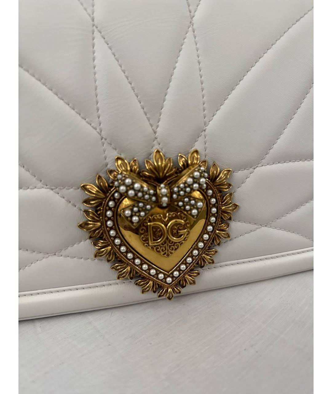 DOLCE&GABBANA Белая кожаная сумка через плечо, фото 4