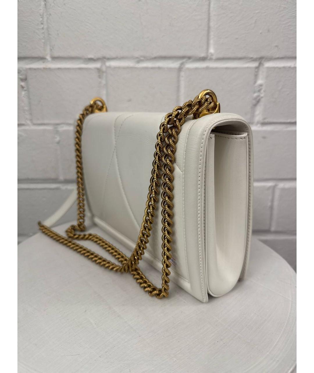 DOLCE&GABBANA Белая кожаная сумка через плечо, фото 2